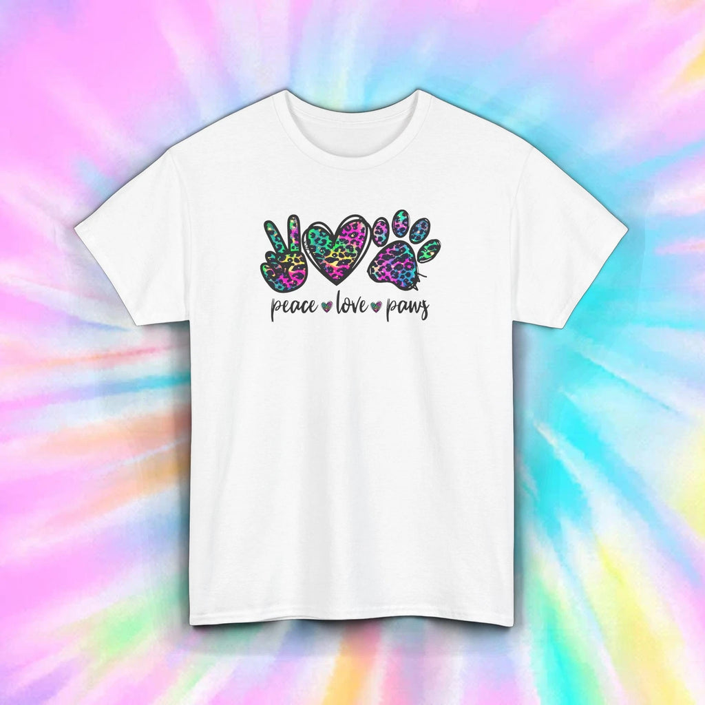 Peace Love Paws Shirt Animal Lover Cute Pet Rescue Dog Cat Tee S-5XL