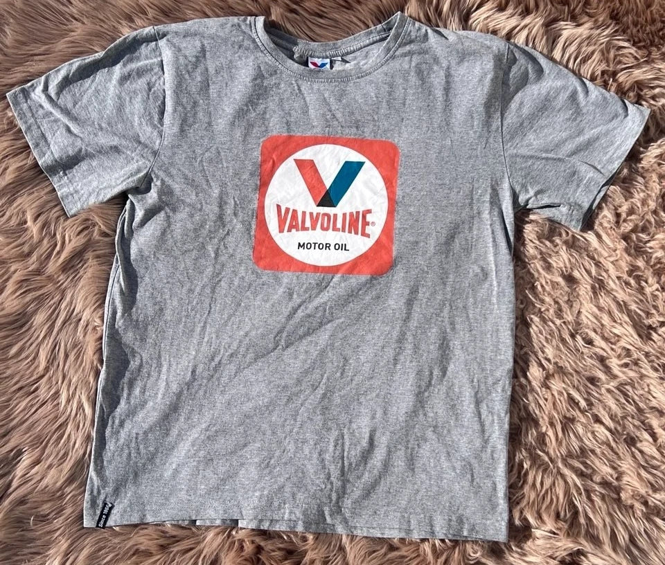 Valvoline Motor Oil T Shirt Gray Cotton Men Vintage Gas Auto Promo Graphic