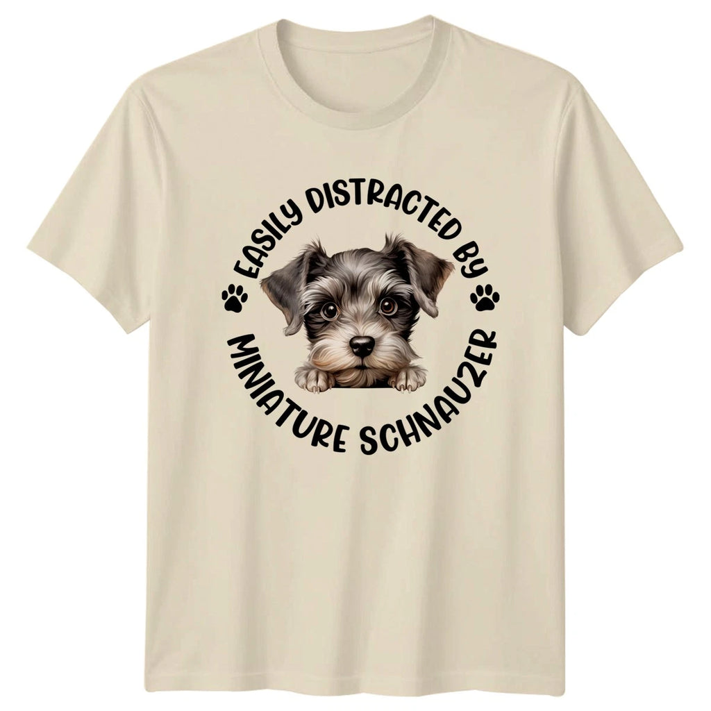 Easily Distracted By Miniature Schnauzer Mens T-Shirt Womens Tee Graphic Top