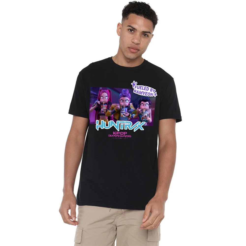Kpop Demon Hunters Huntrix Eating Ramyeon Unisex T Shirt S-5XL, Black