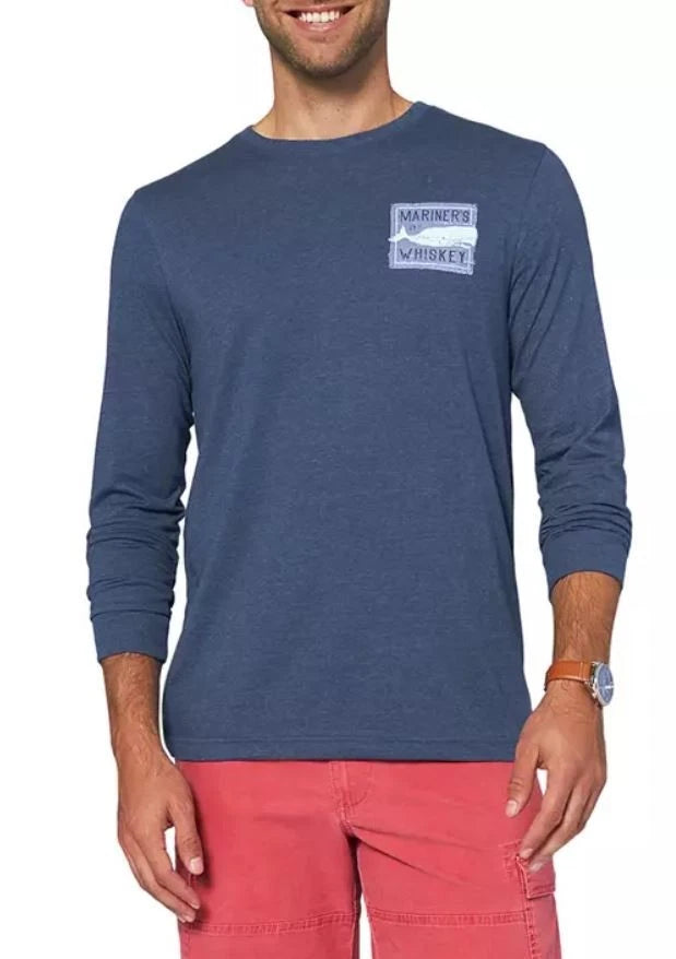 IZOD Men's Long Sleeve Saltwater Graphic T-Shirt, Sargasso Sea, 2X-Large Tall
