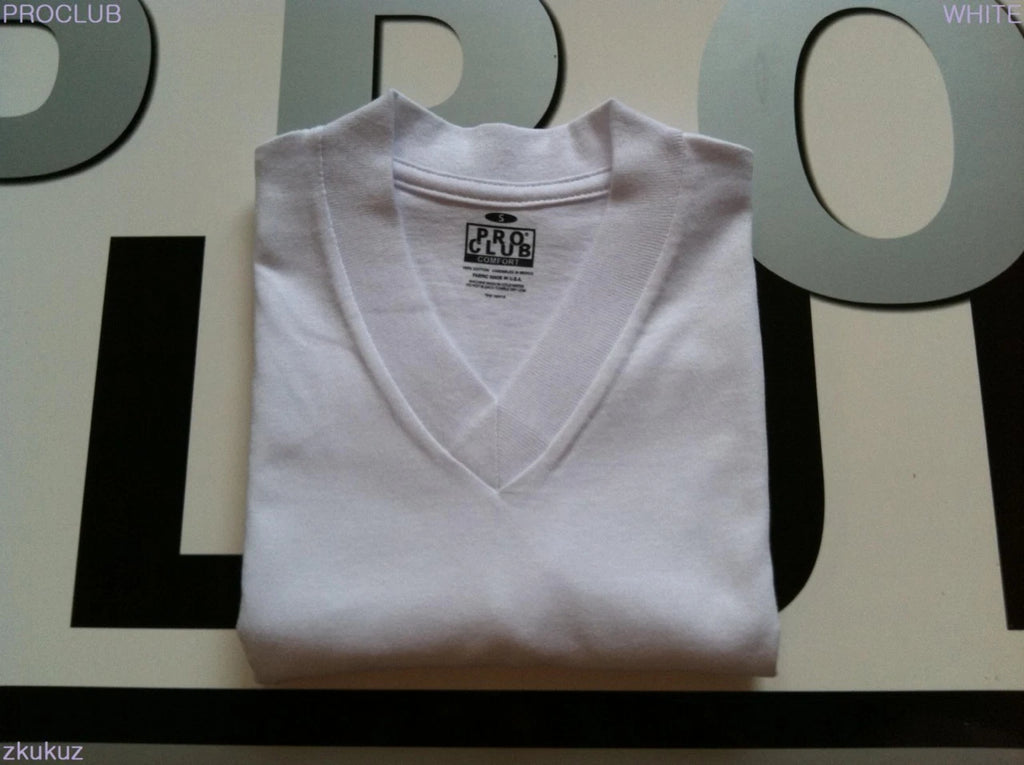 1 NEW PROCLUB V-NECK T-SHIRT COMFORT WHITE BLANK PLAIN TEE PRO CLUB S-3XL 1PC