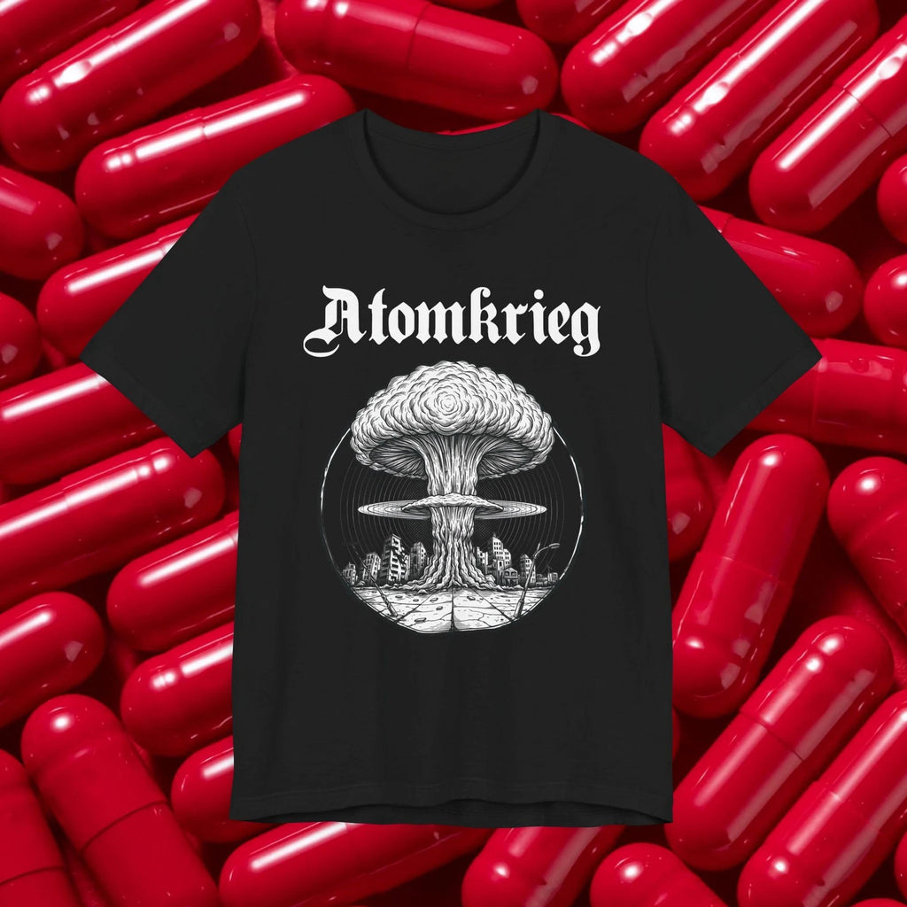 Atomkrieg mushroom cloud T-Shirt, Nuclear explosion illustration, Vintage war