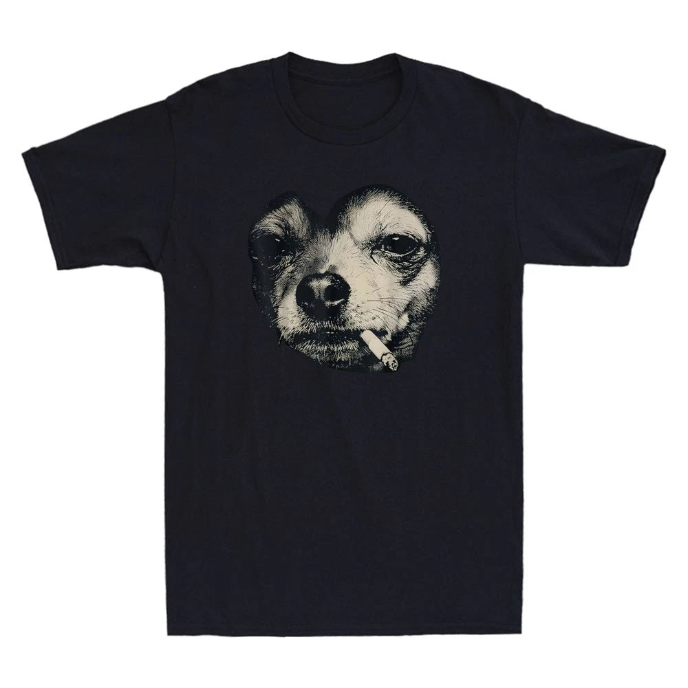Dog Smoking Cigarette Funny Chihuahua Meme Vintage Men's Short Sleeve T-Shirt