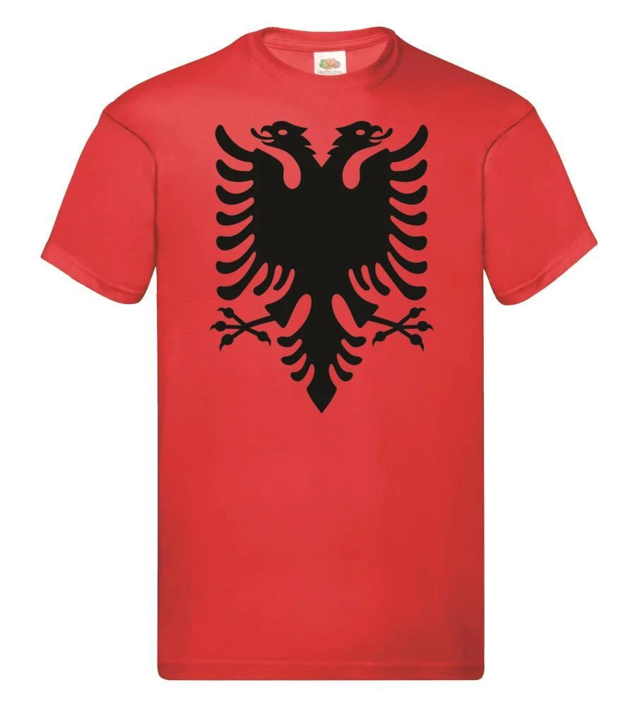 Adults Albanian National Flag Double Eagle Head Symbol Unisex Red T-Shirt