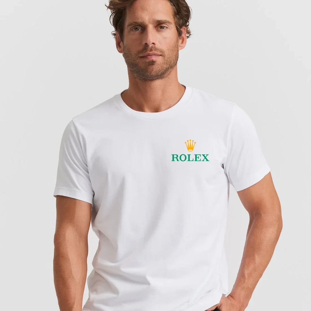 Premium Rolex T-Shirt  Menswear White Cotton Streetwear Casual Style Gift Idea