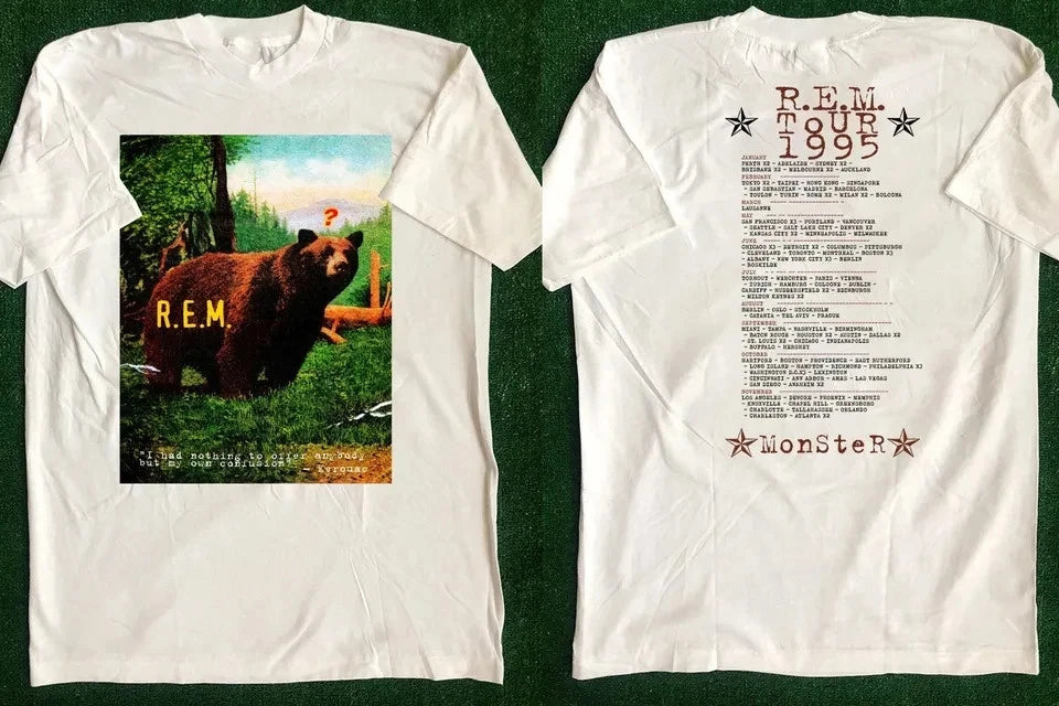 R.E.M. Bear Nature Monster Concert Tour 1995 90s Rock Concert Tour Double Sided