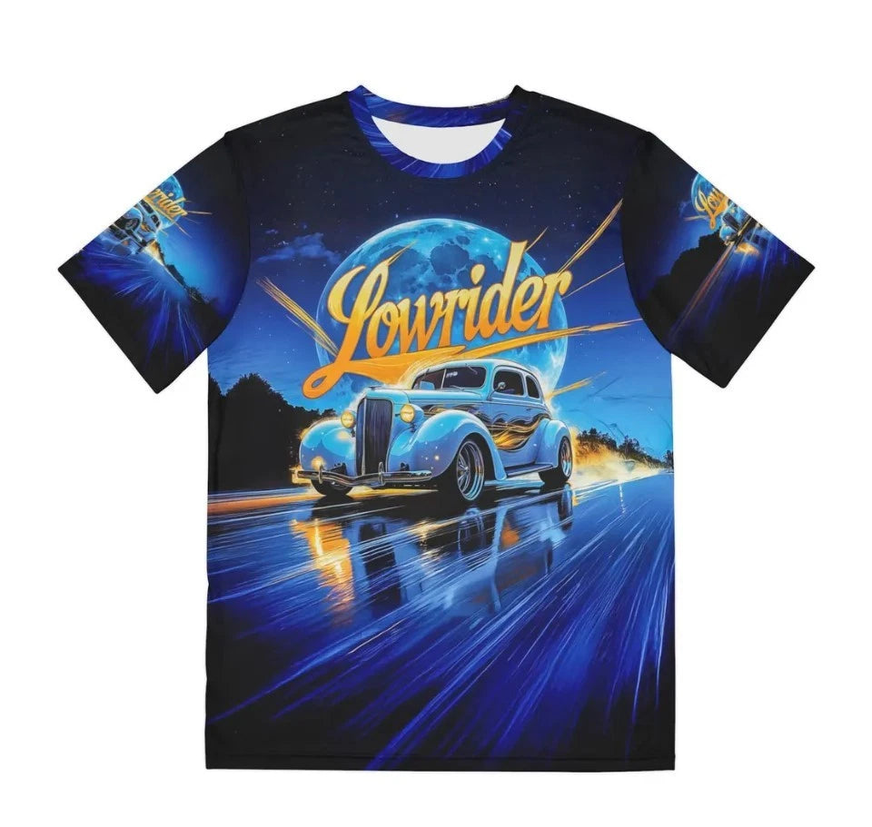 Lowrider Art Shirt , Classic Cruiser Night Drive Tee ,Retro Street Car Graphic S