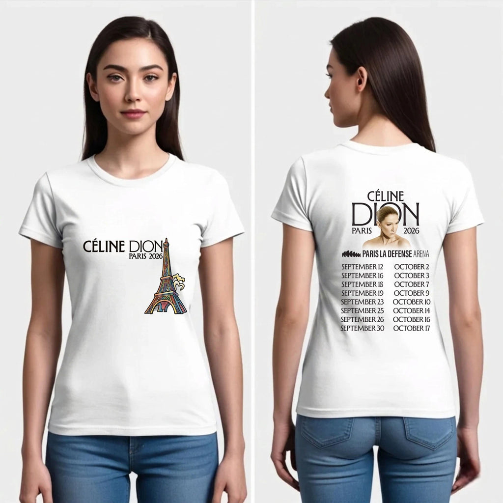 Celine Dion Paris 2026 Music T-Shirt - Paris Tour Dates Pop Icon Fan Gift Tee