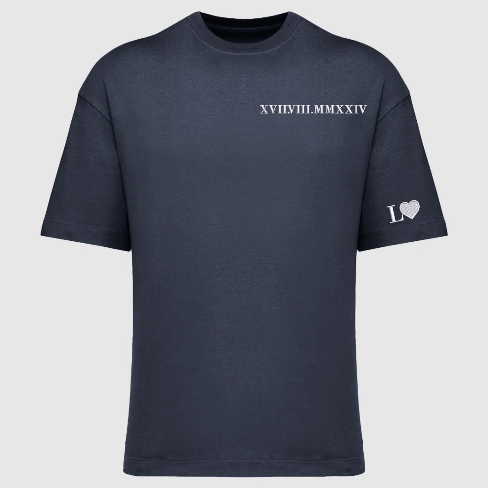 Embroidered Roman Numerals Native Spirit Oversized T-Shirt Custom Initial T Top