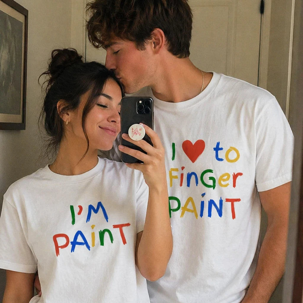 I Love To Finger Paint | I'm Paint Matching T-Shirt Set Couple Shirts Funny Gift