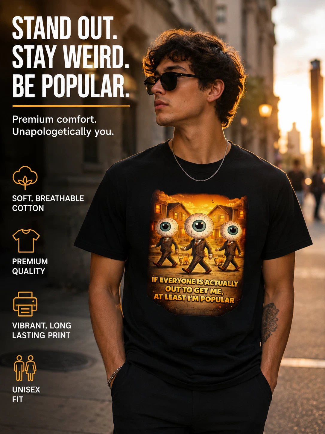 Eyeball March Illustration T-Shirt | "If Everyone Is Out To Get Me"