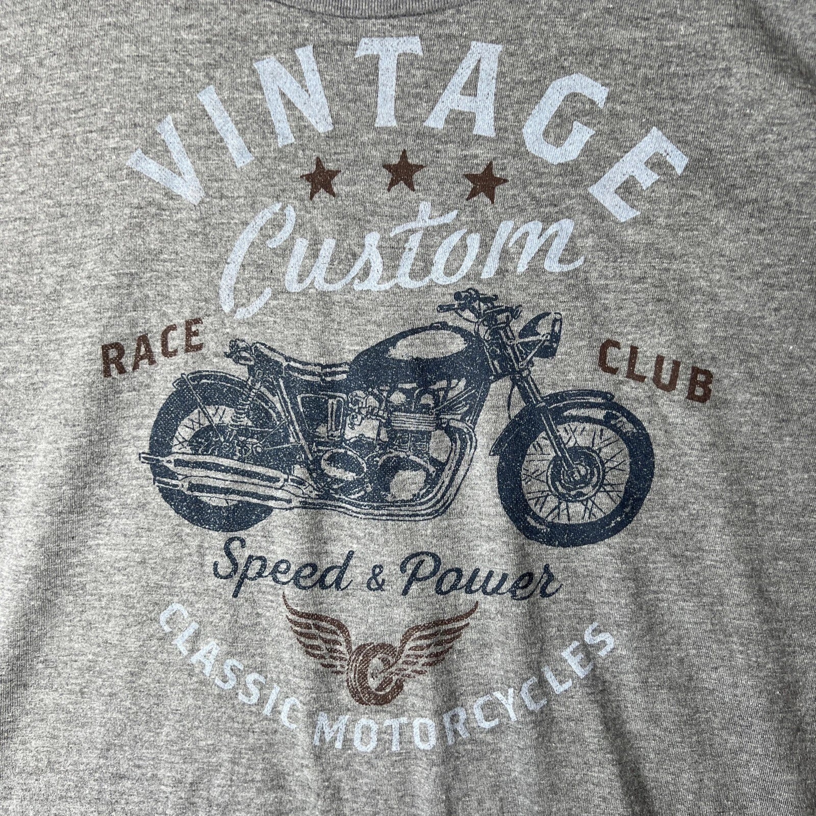 Vintage Custom Race Club Classic Motorcycles 2XL T Shirt Gray Speed & Power