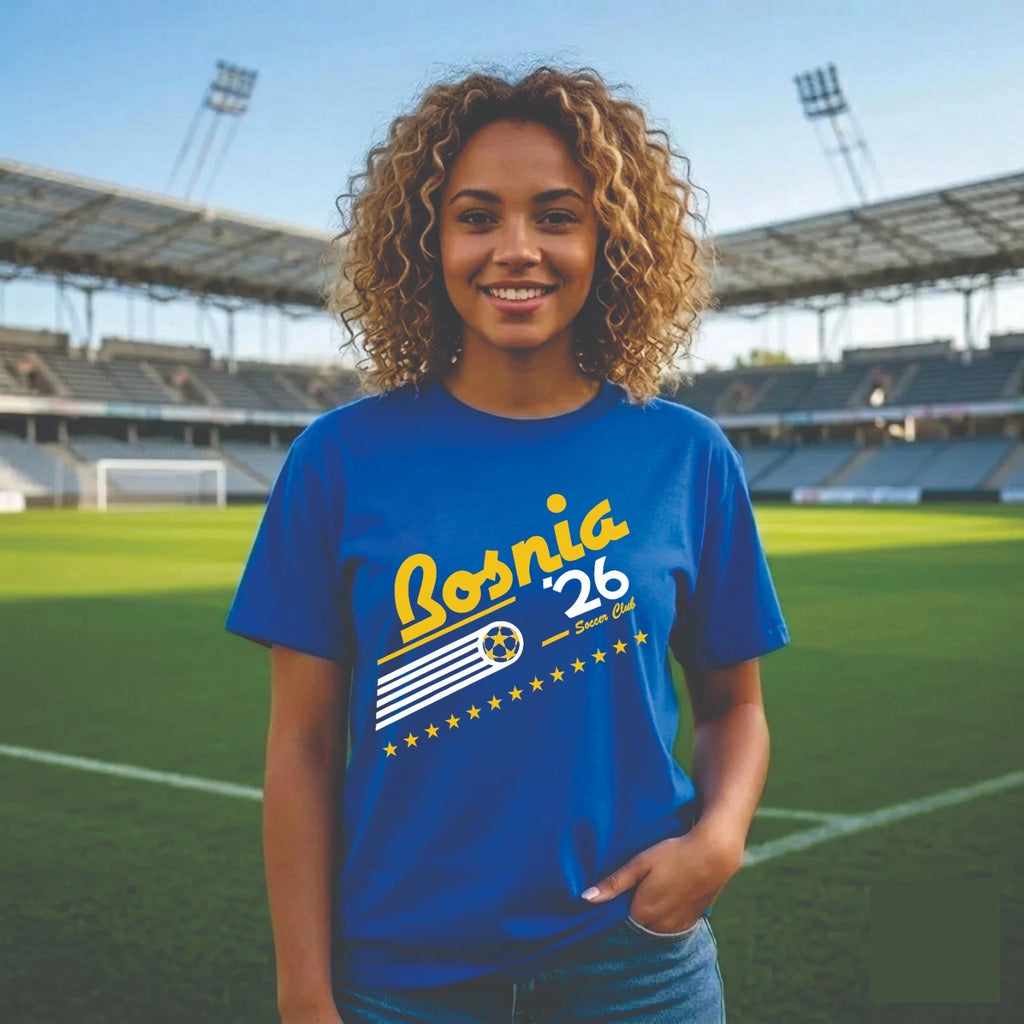 Retro Bosnia & Herzegovina Soccer Cup T-Shirt, 90's World Team Graphic Tee