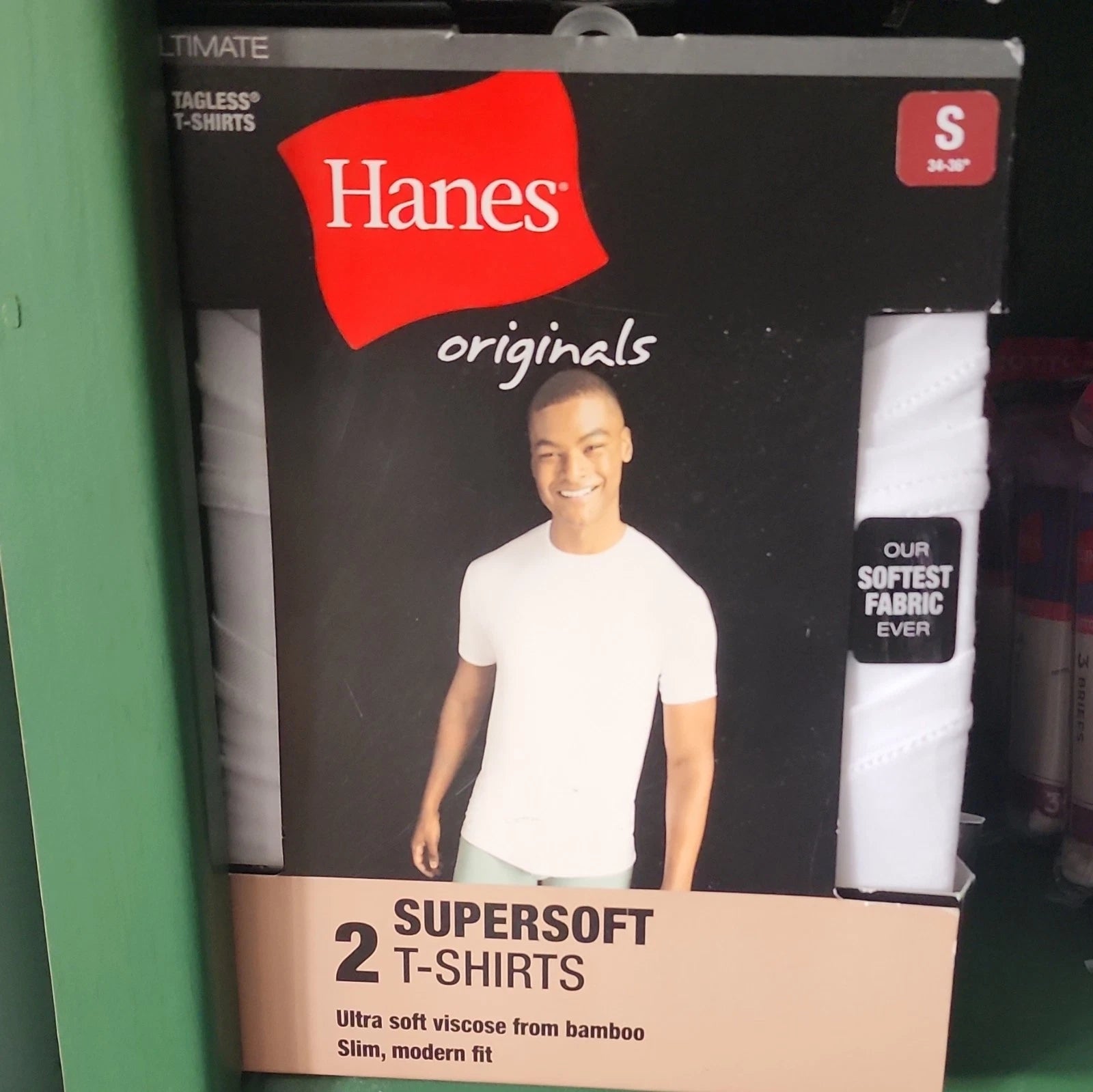 Hanes! Originals Supersoft Men's White Slim Fit Crew Neck Bamboo T-Shirt S