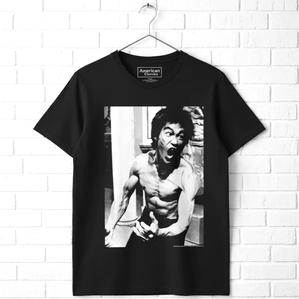 Bruce Lee Kung Fu in Action Photo Men's T Shirt Angry Ninja Legend Martial Arts