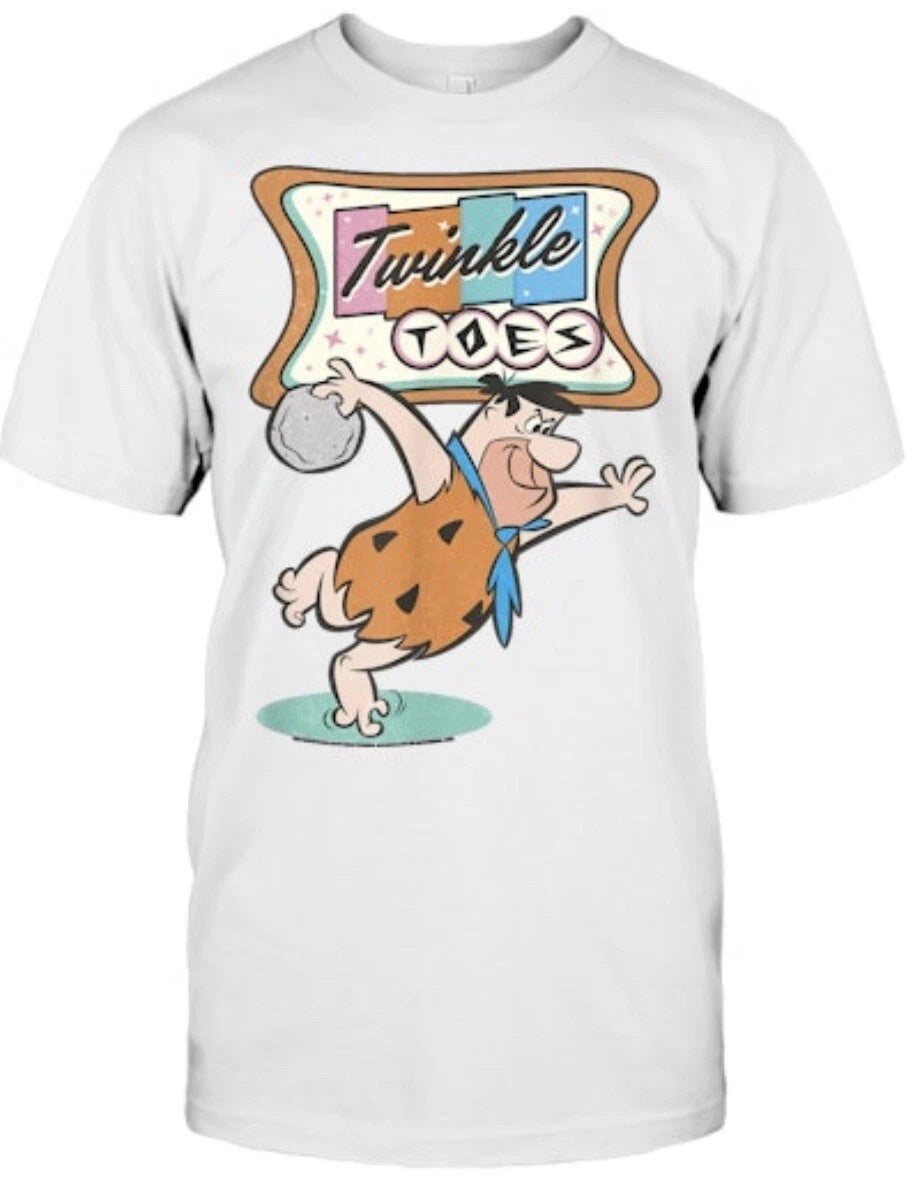 FRED “TWINKLE TOES” Bowling FLINTSTONES T-Shirt HANNA BARBERA TEE CARTOON