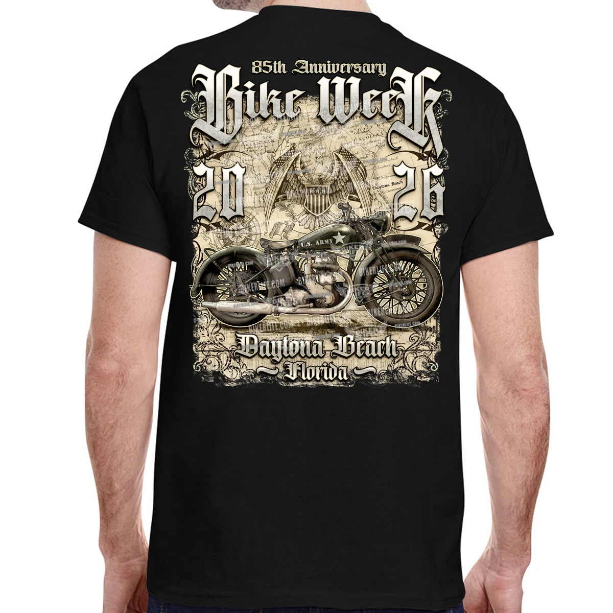 T-Shirt 2026 Bike Week Daytona Beach Vintage Army Bike No Harley