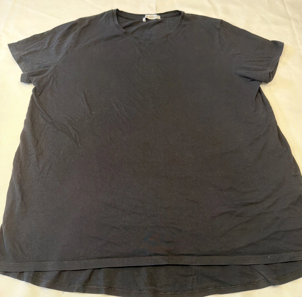 ZARA Shirt women Large Short   Soft Knit Blend Black  Casual Stretch(A1-12)