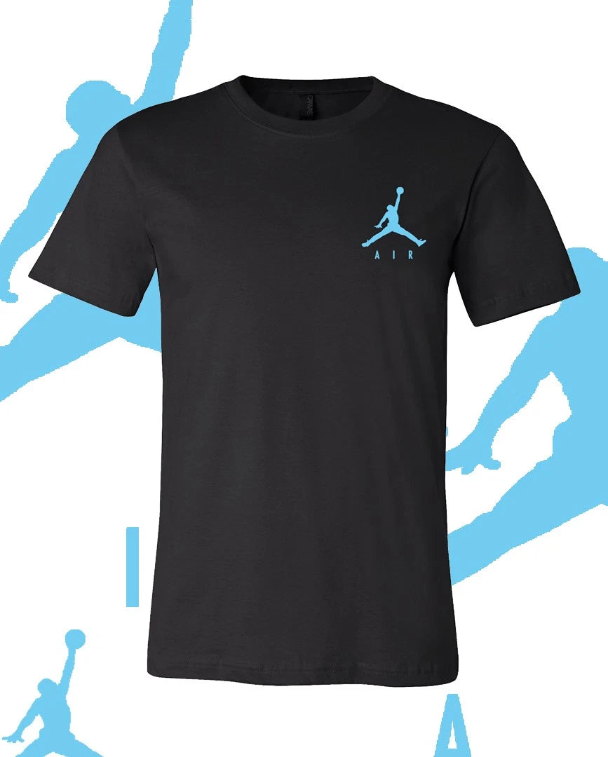 Men's Basketball AIR UNC BLUE LC MJ Sports T-Shirt  Tee Fast Ship!!