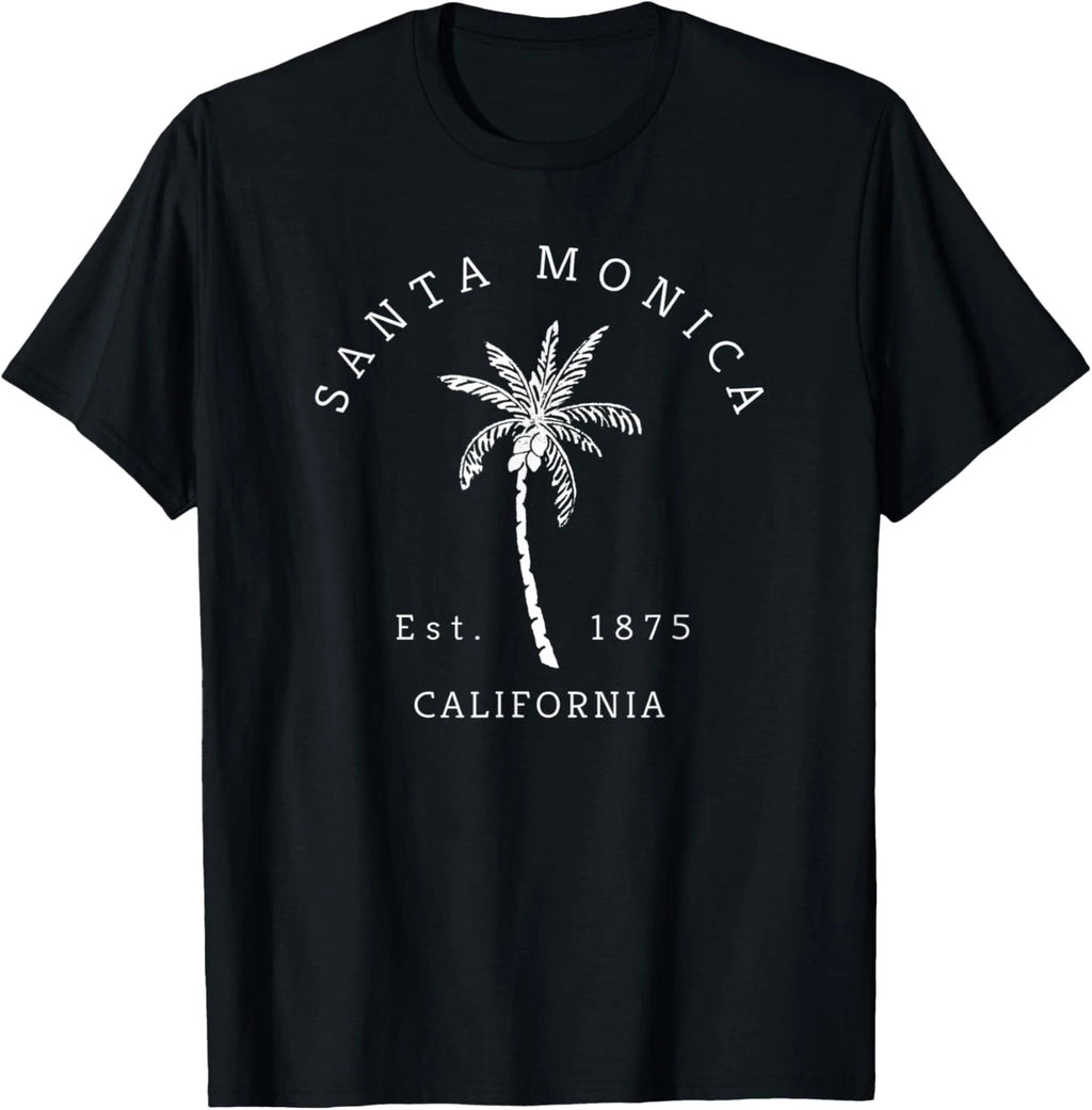 Retro Cool Santa Monica California Palm Tree Novelty T-Shirt