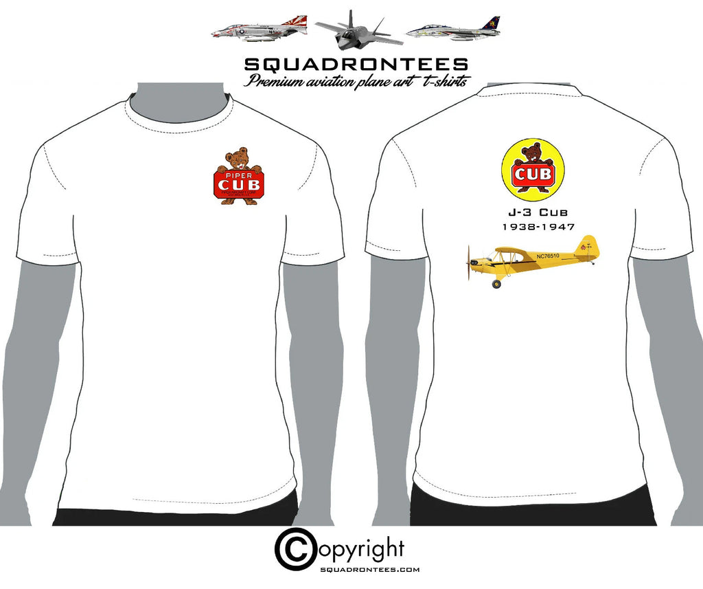 Piper Cub Plane Back - Premium Plane Art T-Shirt