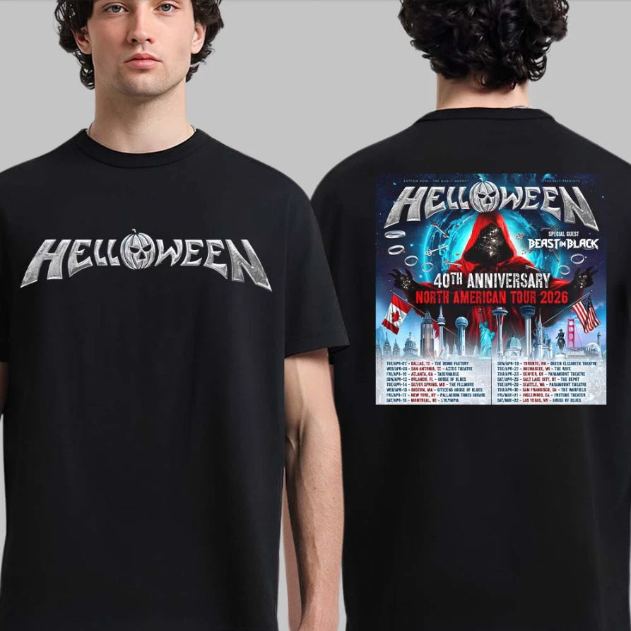 Helloween 2026 North American Tour Dates 40th Anniversary Double Side Tee