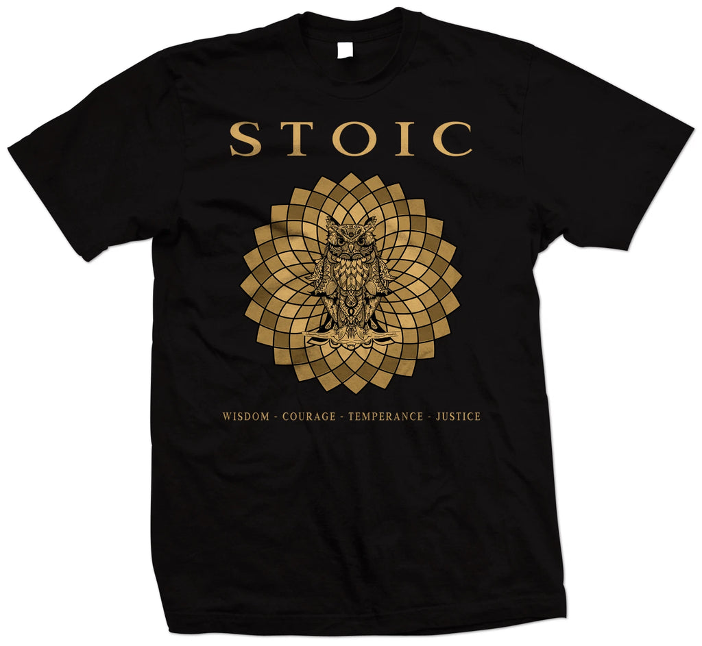 Stoic Virtues - T Shirt - Wisdom Justice Courage Moderation - Plato Socrates