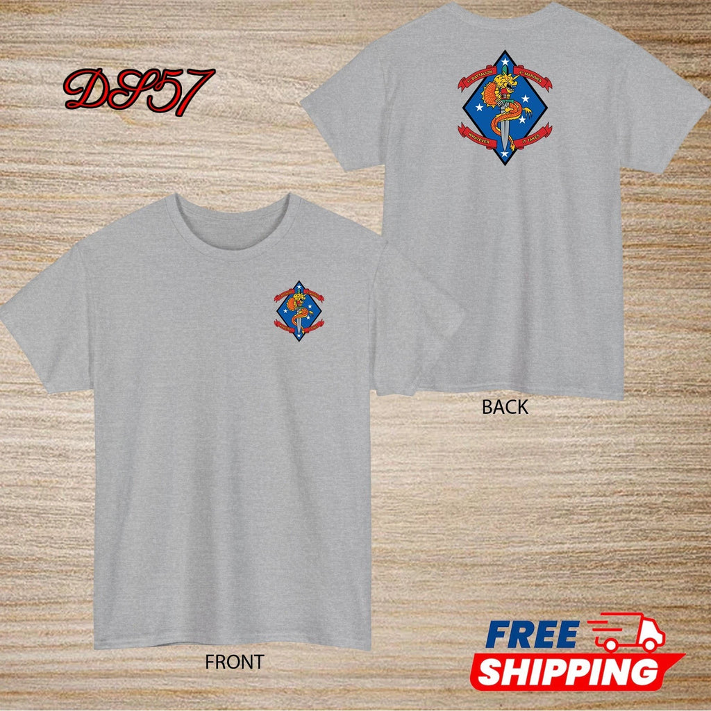 1st Battalion 4th Marine Regiment USMC T-Shirt Logo S to 5XL Made In USA