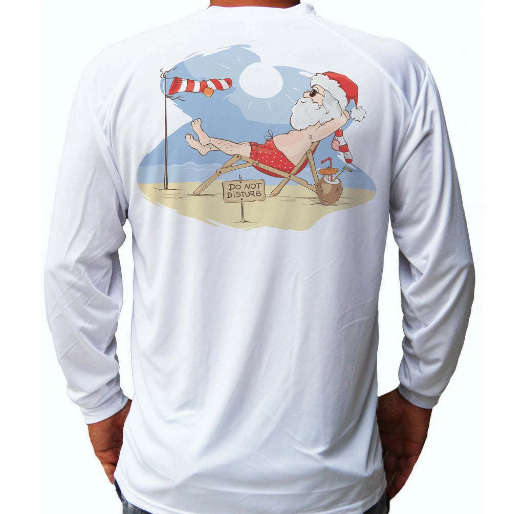 Santa On a Beach Christmas Fishing Long Sleeve UPF 30 T-Shirt Sun UV Protection