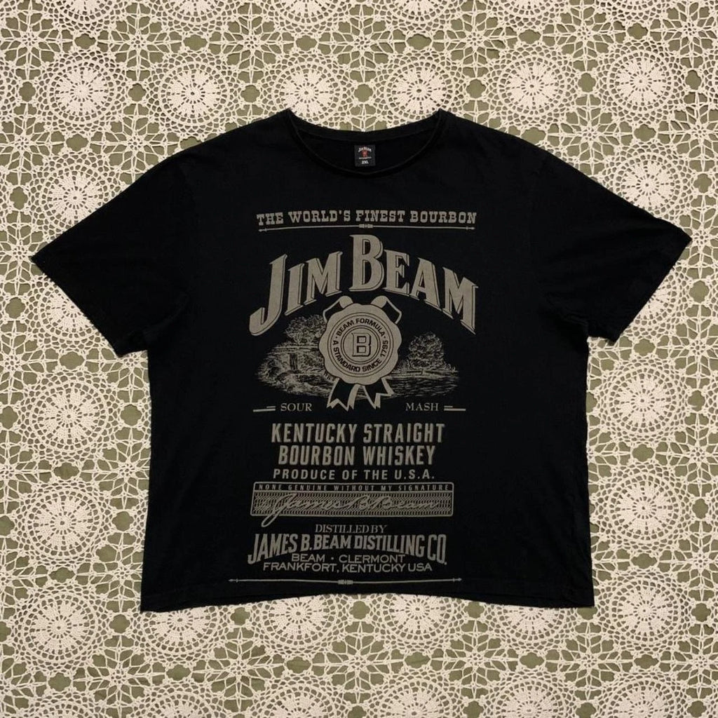 VINTAGE Jim beam burbon whiskey Big print boxy fit graphic Tshirt size 2XL