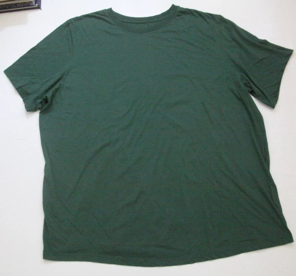 4XL King Size Green Cotton Polyester Crewneck Men's Solid Tee T-Shirt Top WS173