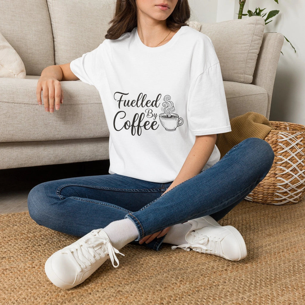 Fuelled By Coffee T Shirt Women Funny Slogan Retro Vintage Graphic Tee Gift