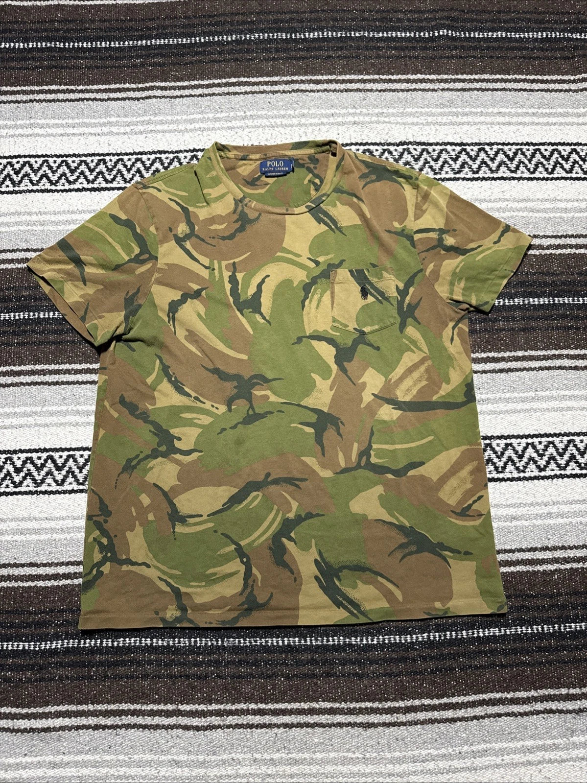 Polo Ralph Lauren Camo Pocket Shirt Men's XL Custom Slim Fit Embroidered Pony