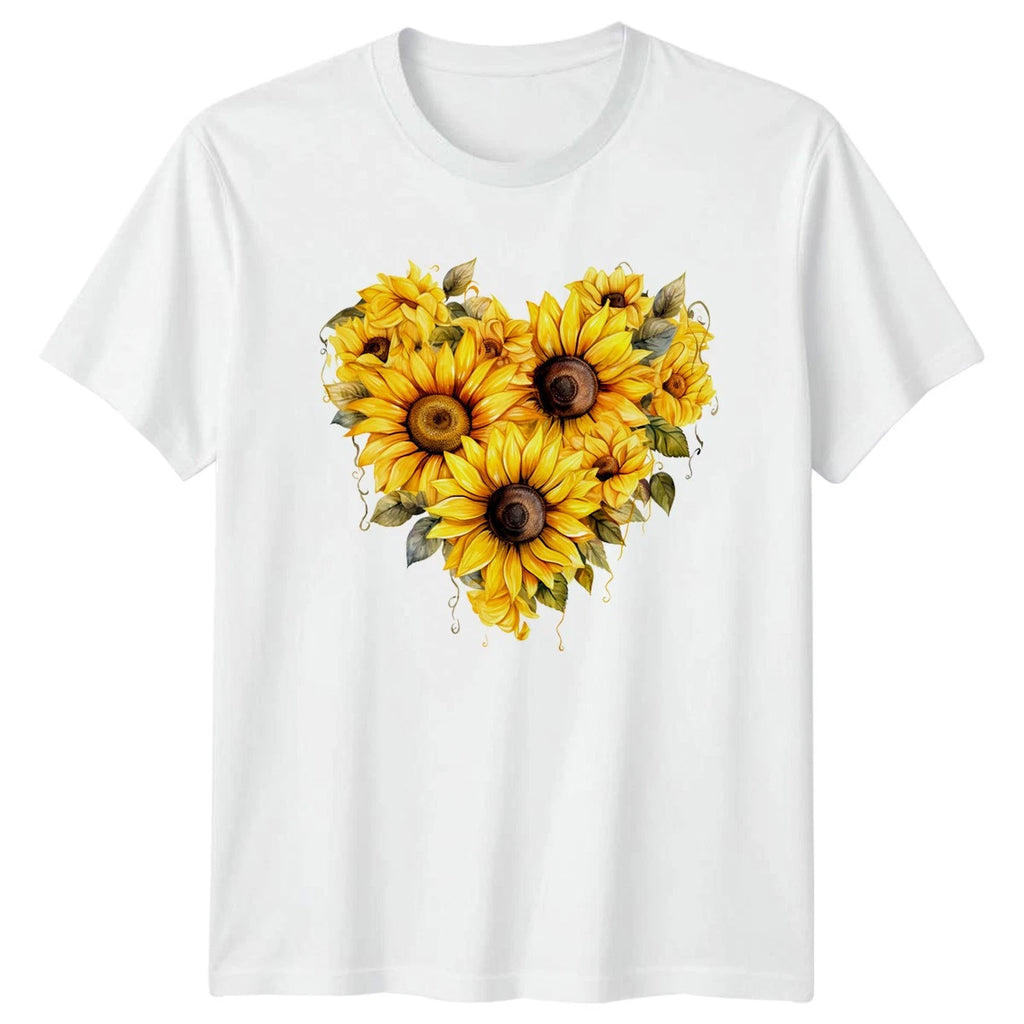 Sunflower Heart Floral Womens T-Shirt Mens Tee Graphic Top