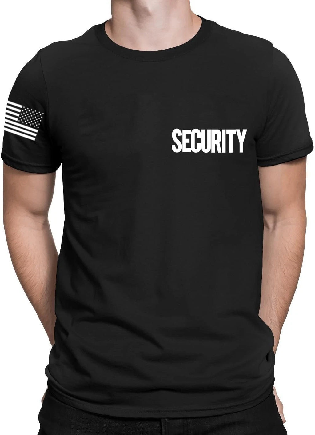 Men's Security T-Shirt Black Front Back Print Uniform Guard Staff Event Tee