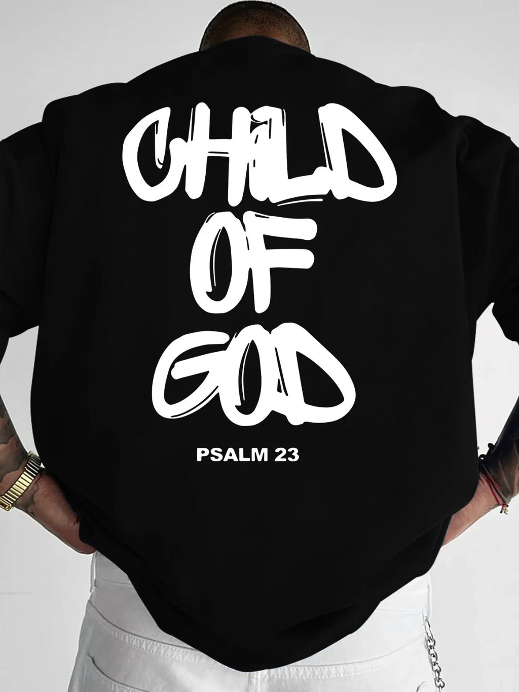 New Men's T-Shirt Graffiti Script Print Streetwear Crew Neck Short Sleeve