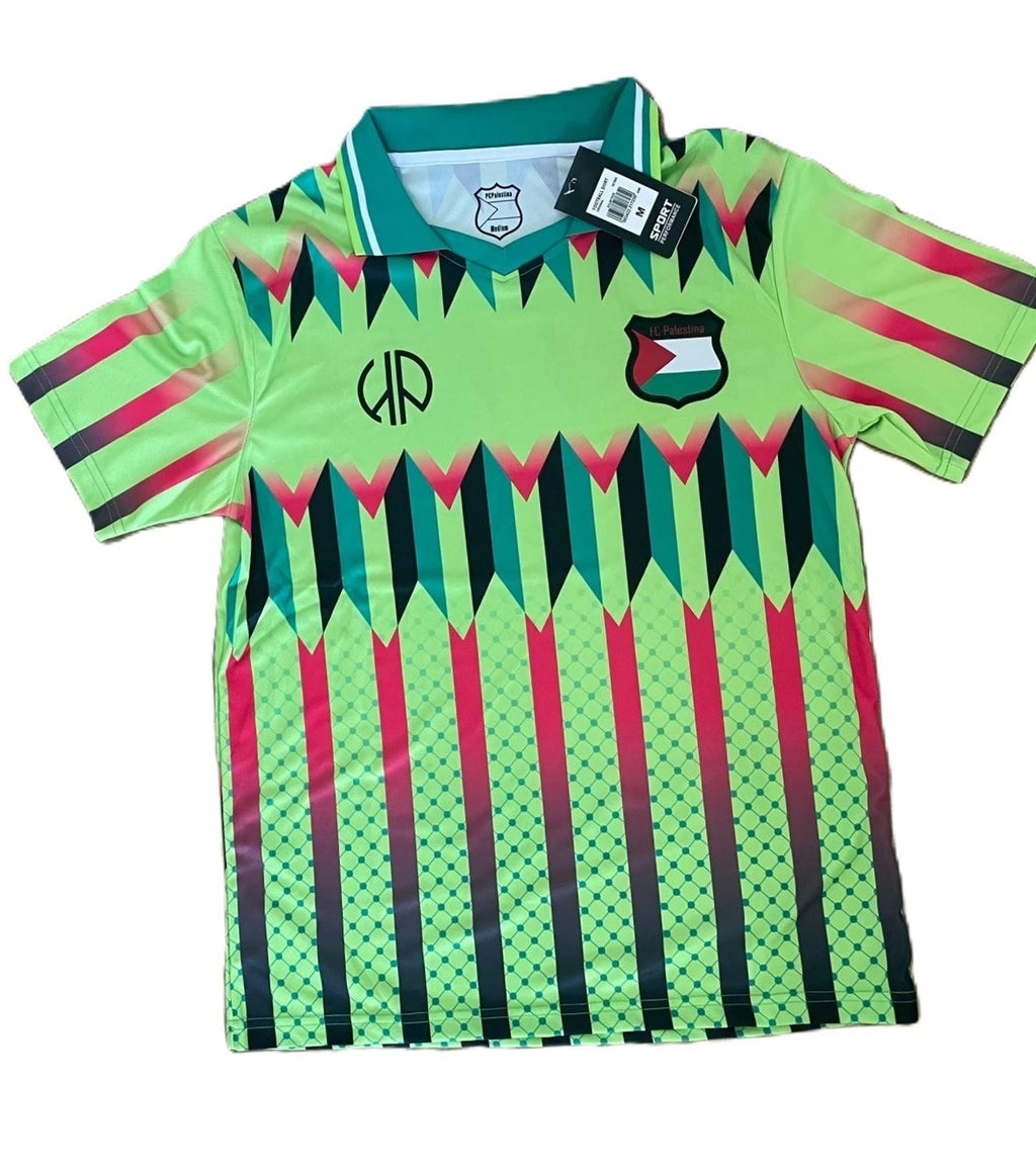 Palestine Football Shirt Green Multi Colour Size M Graphic Soccer Jersey