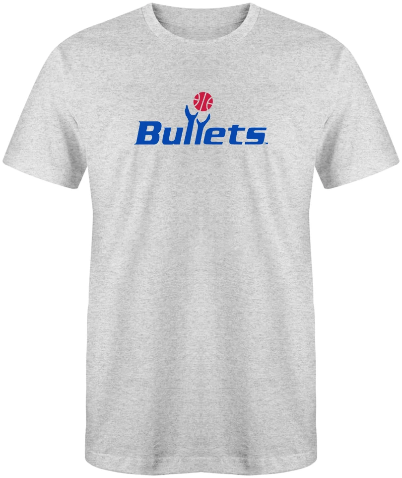 Washington Bullets Retro Vintage T-Shirt Light Grey Sizes S-XL 50/50 Blend