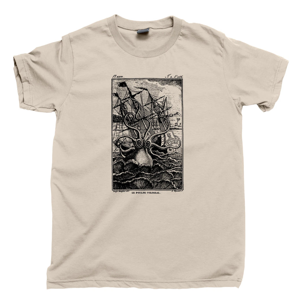 Kraken Monster T Shirt Steampunk Jules Verne Leagues Under Sea Sail Oceans Tee