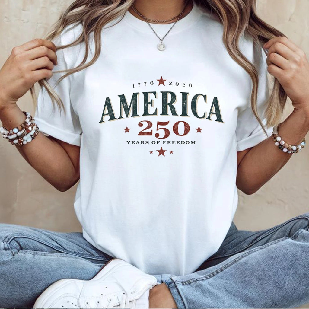Retro USA 250th Anniversary Tee, America 250 Years of Freedom, 4th of July Tee