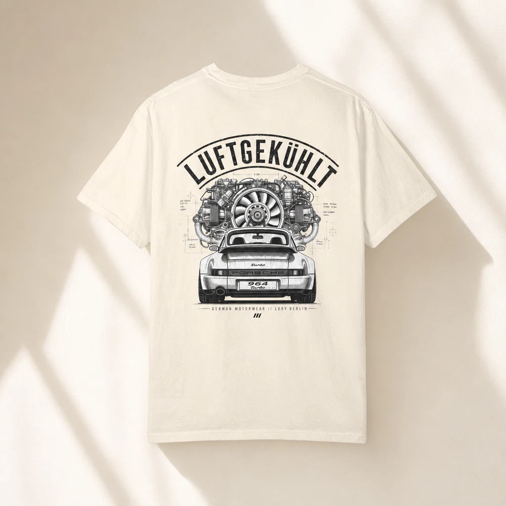 LXRY Premium Heavy Cotton T-Shirt - Porsche 964 Turbo "Luftgekühlt" Edition