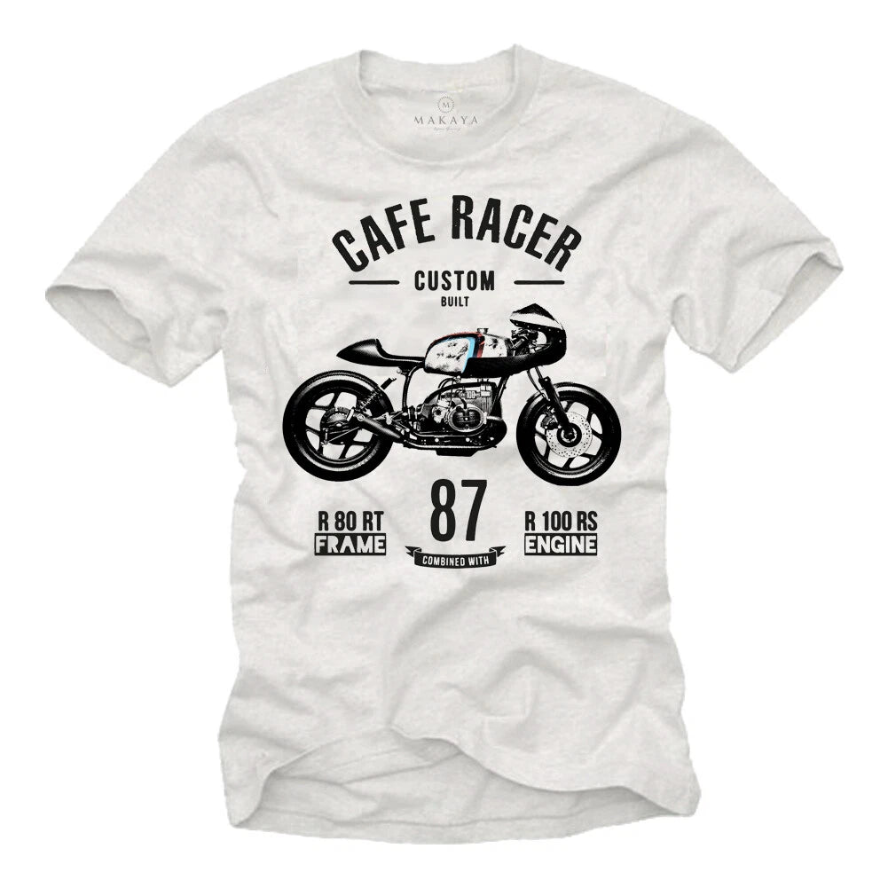 Mens Motorcycle Theme Biker Gift Cafe Racer T-Shirt R/80/100 Motorcyclist