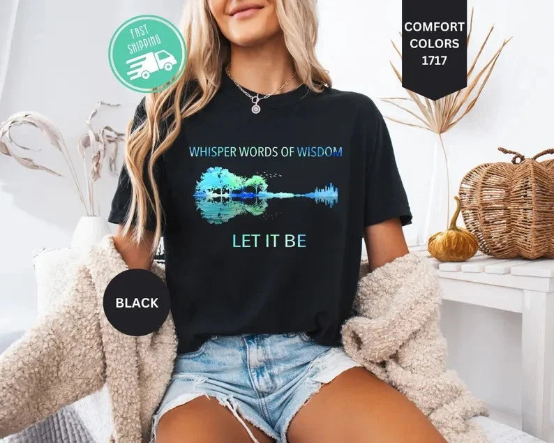 Let It Be Shirt, Guitar Tree Music Tee, Inspirational Music Gift Top