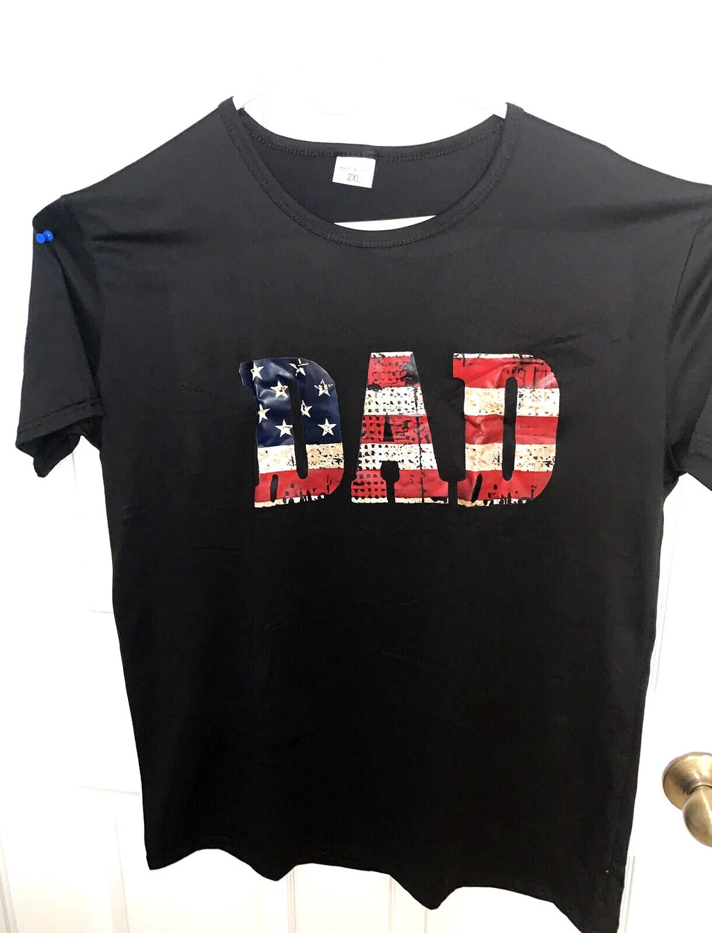 USA LETTER "DAD" FLAG T-SHIRT PREMIUM SHIRT 100% COTTON-"NEW"