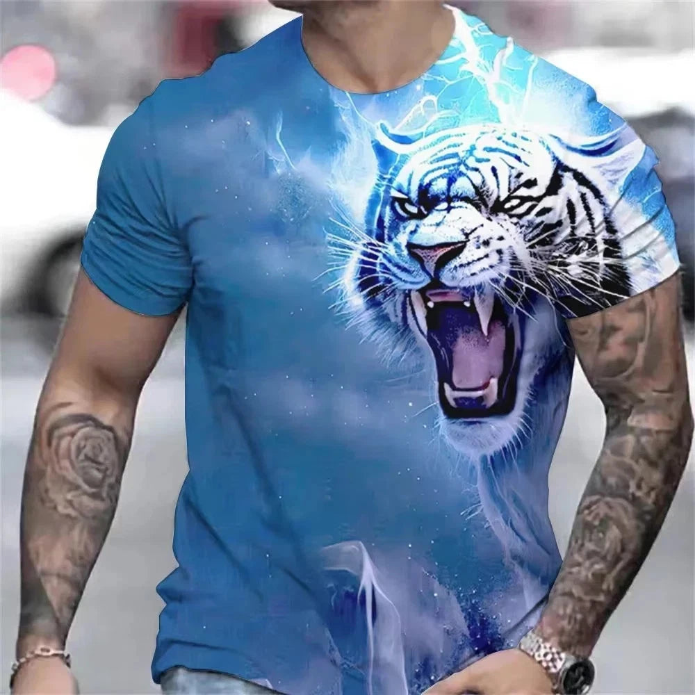 Tiger Print T-Shirt 3D Animal Men'S Shirt Men'S Oversized T-Shirt Men'S S-6XL