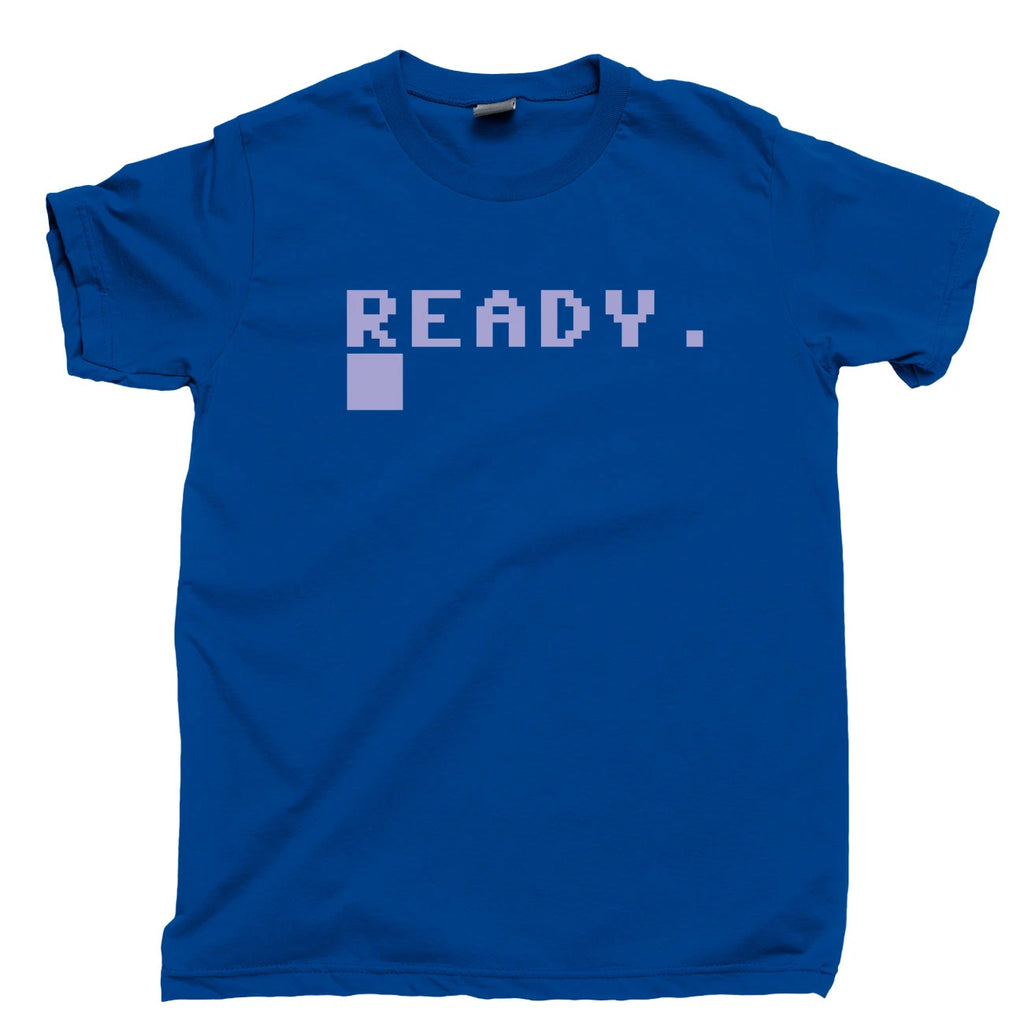 Commodore 64 Ready T Shirt Console Keyboard Disk Drive Start Screen Boot CPU Tee
