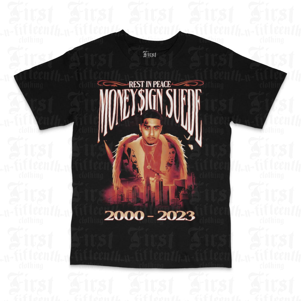 🔥Money $ign Suede Sign Rest In Peace T-Shirt - Sizes S-3XL 🚚FREE SHIPPING