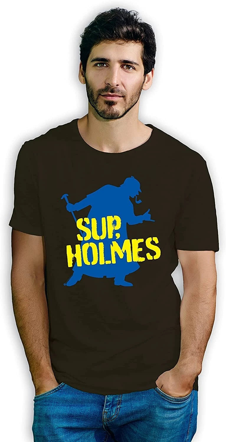 2XL SHERLOCK HOLMES SHORT SLEEVE  T SHIRT GRAPHIC TEE - DESIGNER BLACK