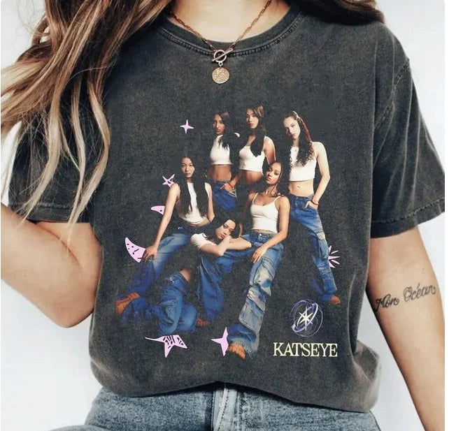 Katseye The Chaos Tour Vintage Tee, Eyekon K-Pop Concert Merch Unisex